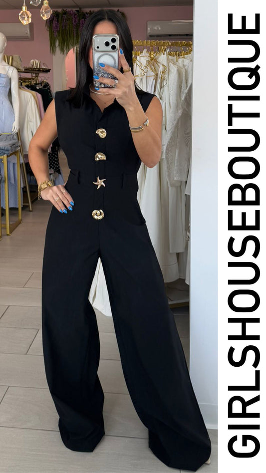 Coast Black & Golden Pendant Jumpsuit