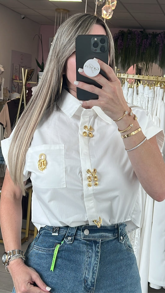White Gold Charm Glam Shirt
