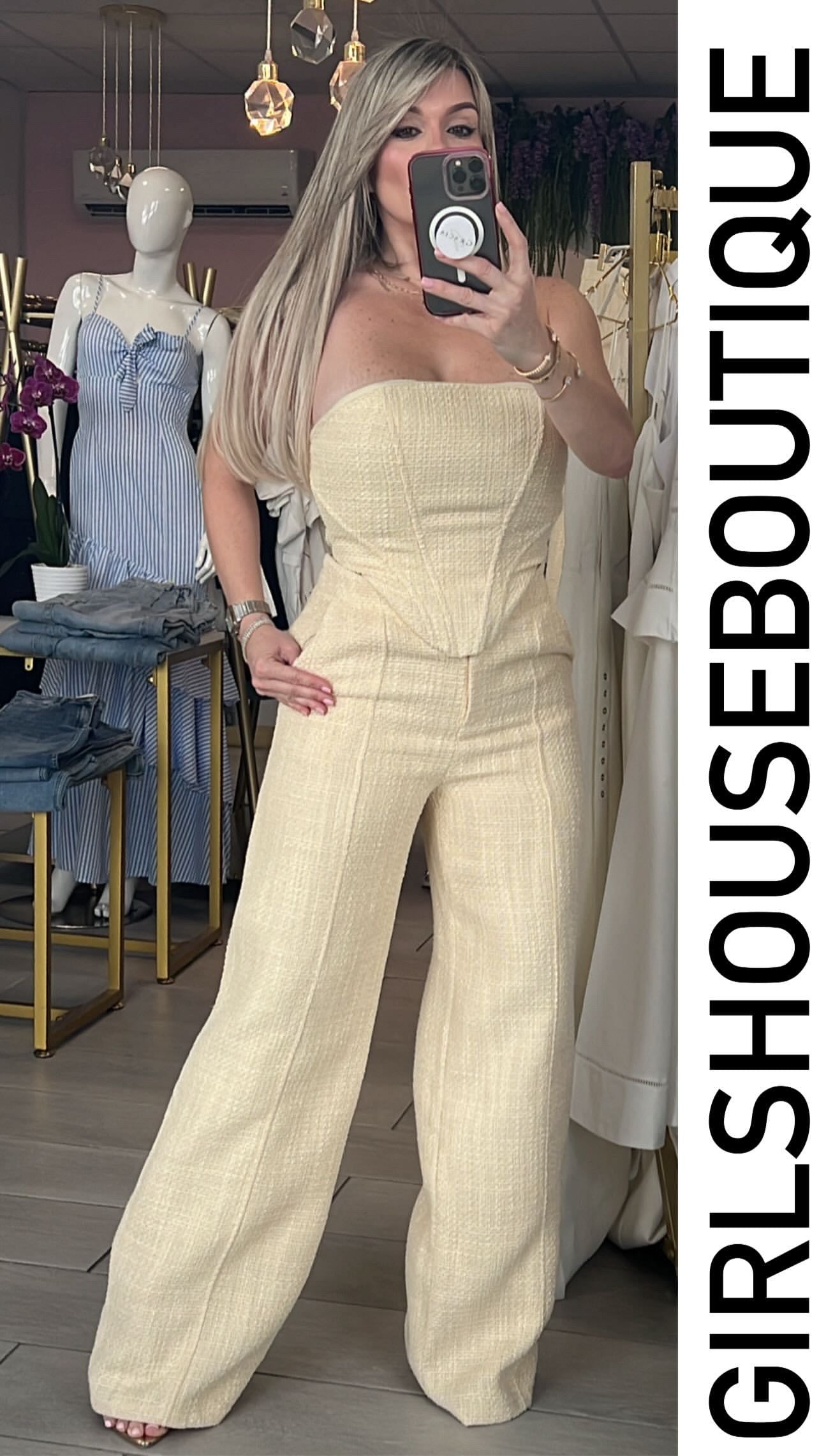 Butter Spring Bustier Top & Pant Set