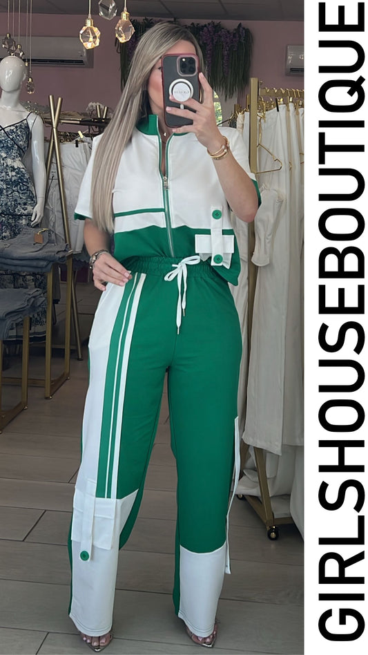 Monika Green & White Travel Set