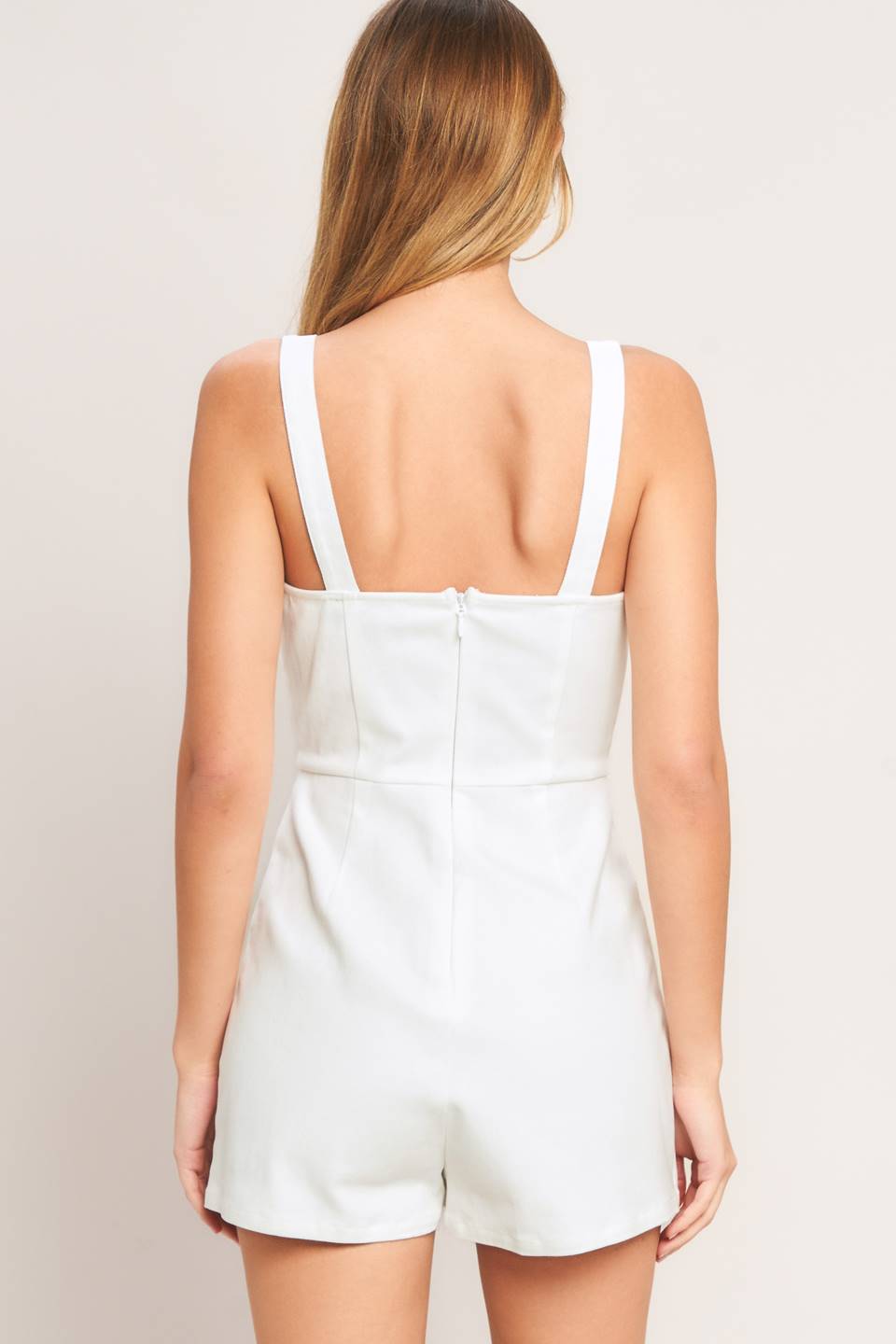White Denim & Bow Design Skort Romper