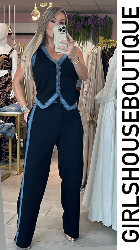 Fall Season Black Vest & Pant Set