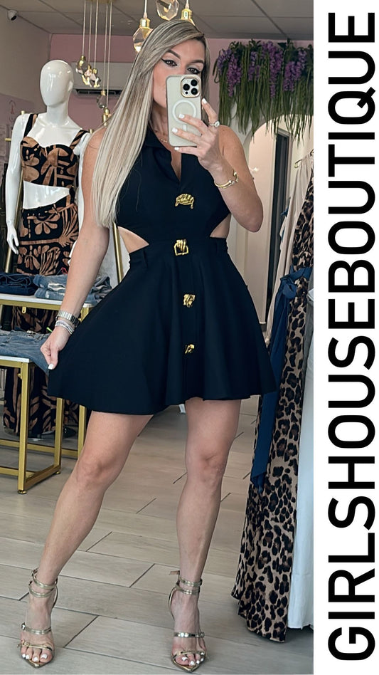 Monroe Black Trim Mini Dress