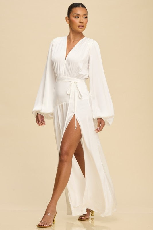 Elena White Satin Dress