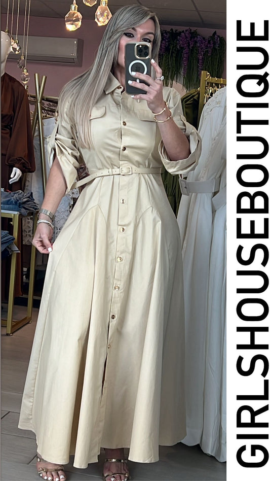 Paris Khaki Maxi Dress