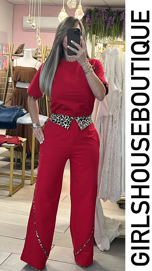 Red Leopard Details Travel Set