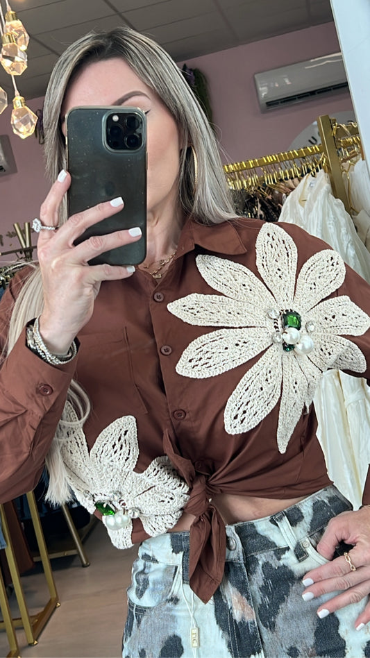 Spicy Chocolate Flower Blouse