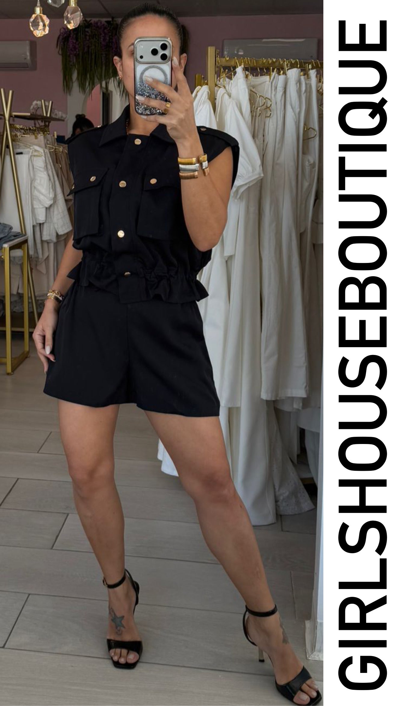 Black Chic Vest & Short Pant Set