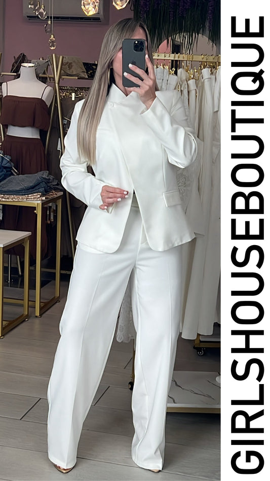 White Oriental/Classic Blazer & Pant Set
