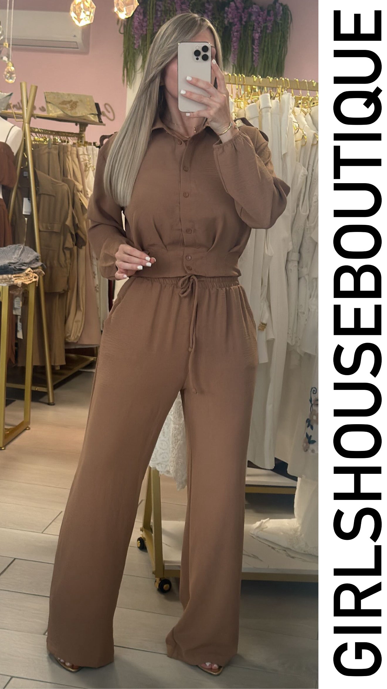 Taupe Casual Top & Pant Set
