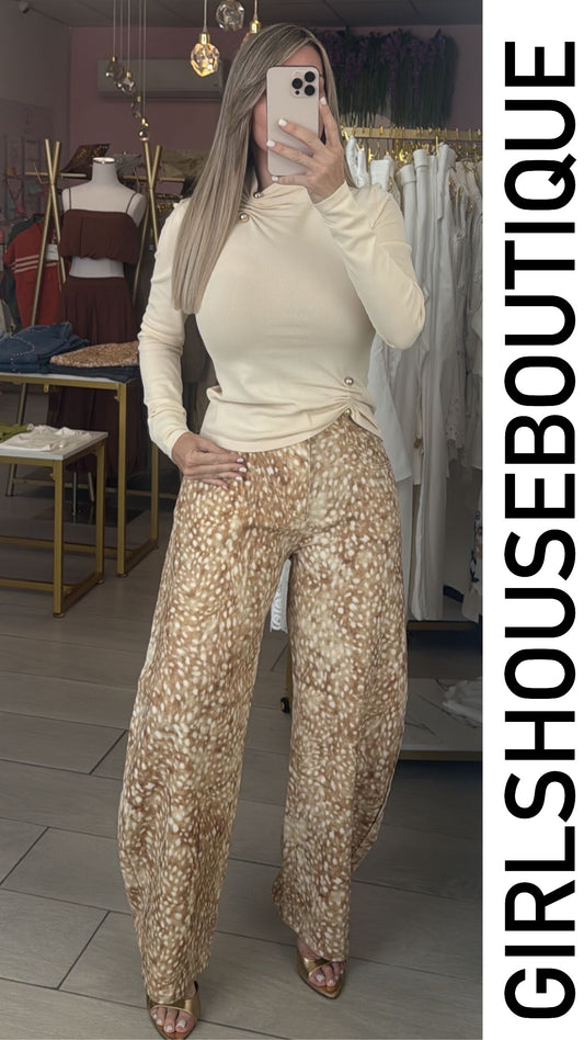 Bambi Printed Barrel Strech Jeans