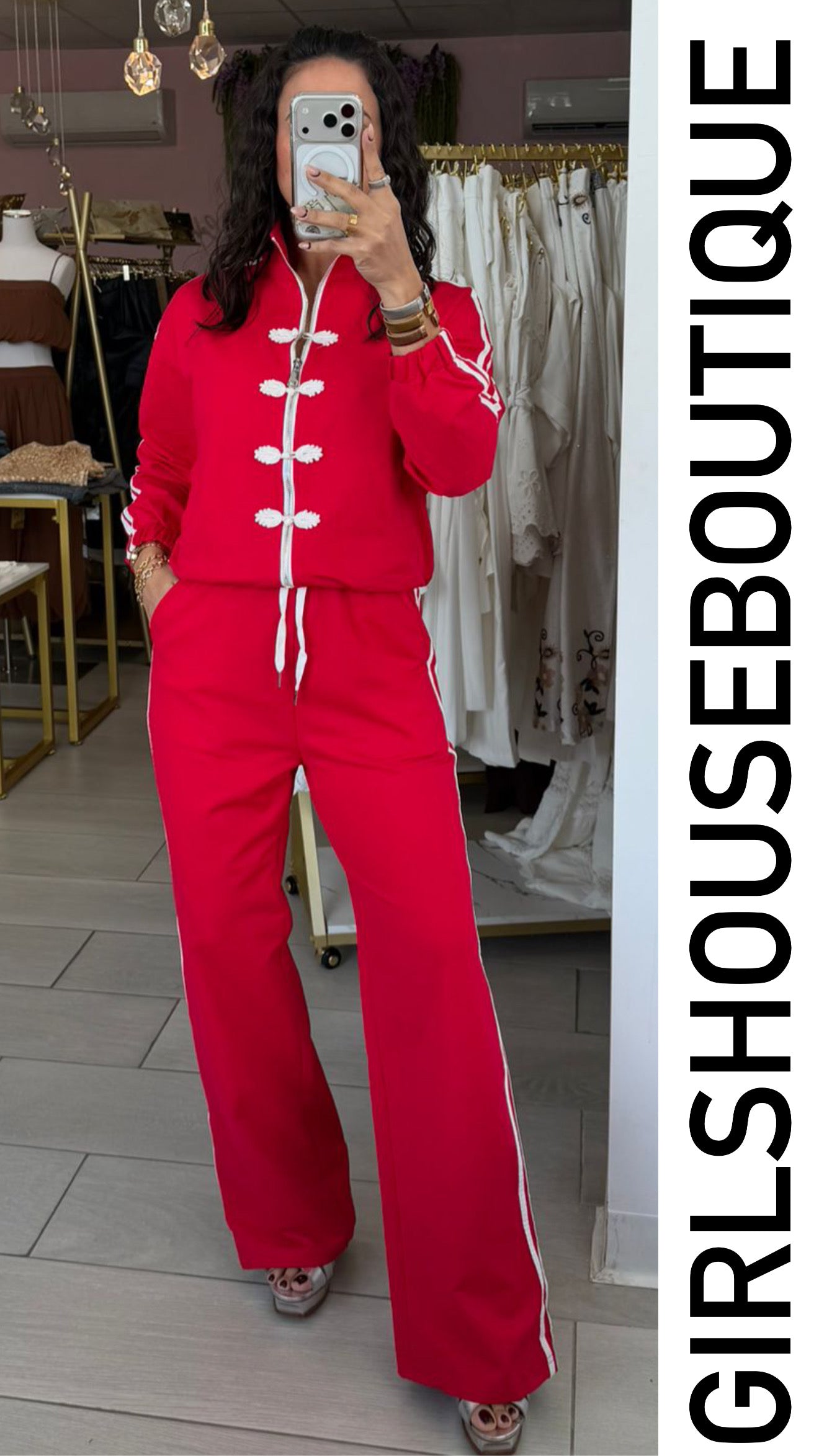 Red Napoleón Jacket Zip-Up Travel Set