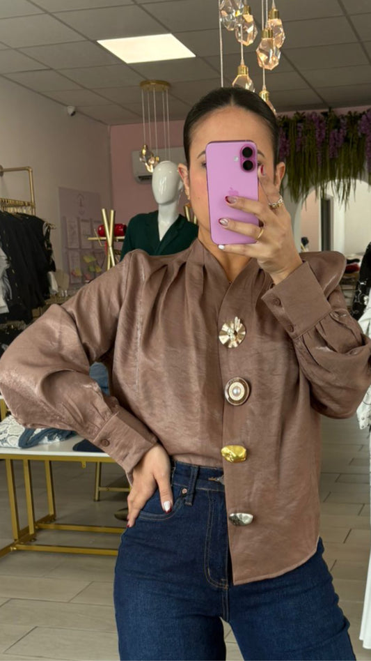 Light Cinnamon & Gold Details Blouse