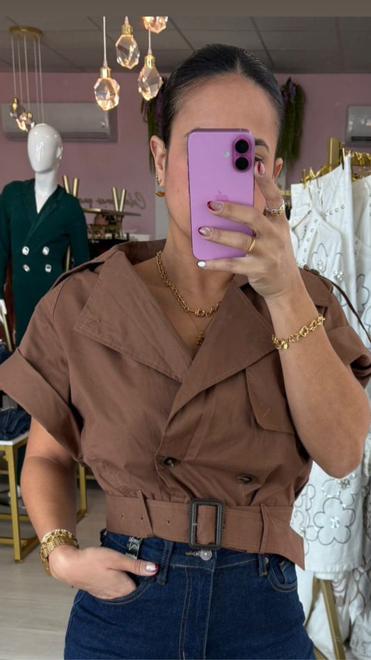 Brunette & Buttons Belt Top