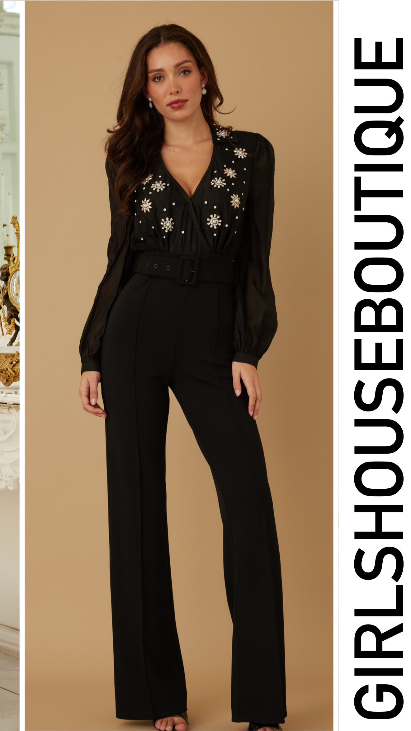 Bright Black & Long Sleeve Jumpsuit