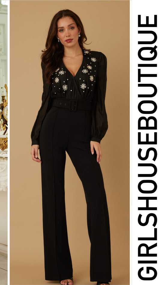 Bright Black & Long Sleeve Jumpsuit