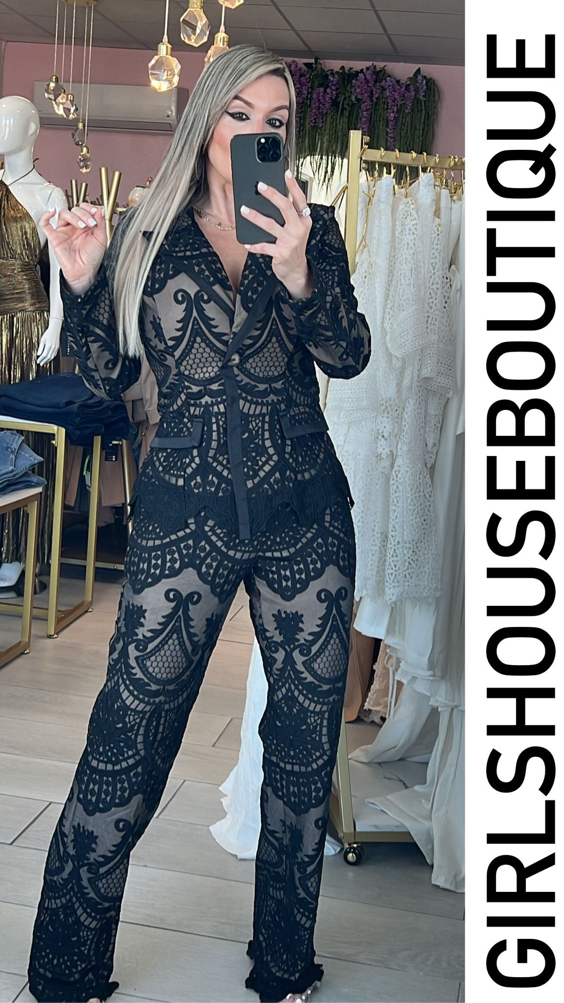 Luxury Black Lace Suit Set