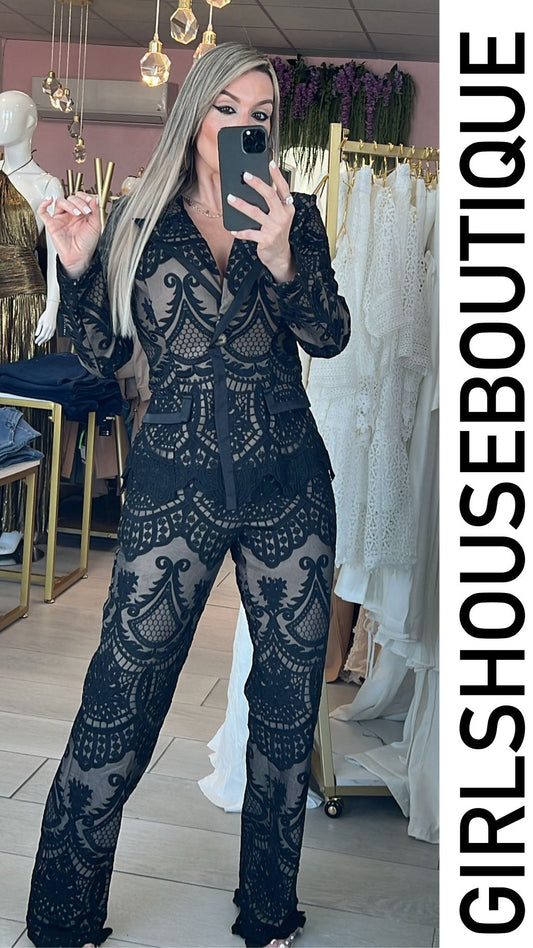 Luxury Black Lace Suit Set