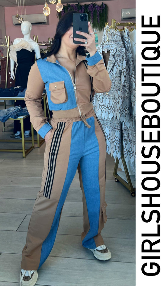 Kaki & Light Denim Travel Set