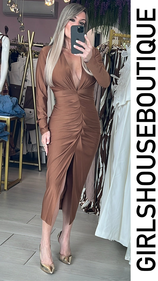 Frívola Mocha Midi Dress