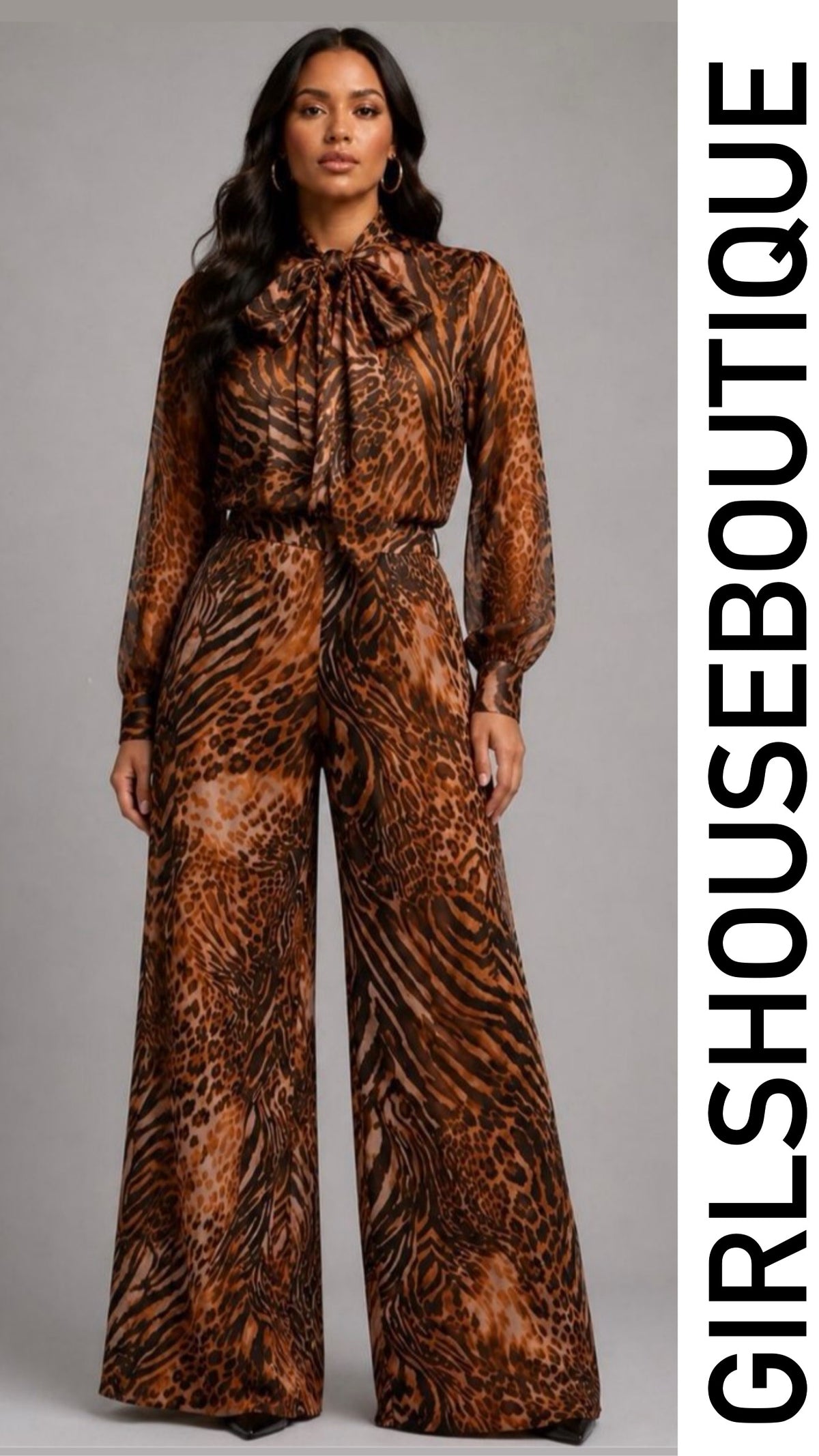 Rust Leopard Blouse & Elegance Palazzo Set
