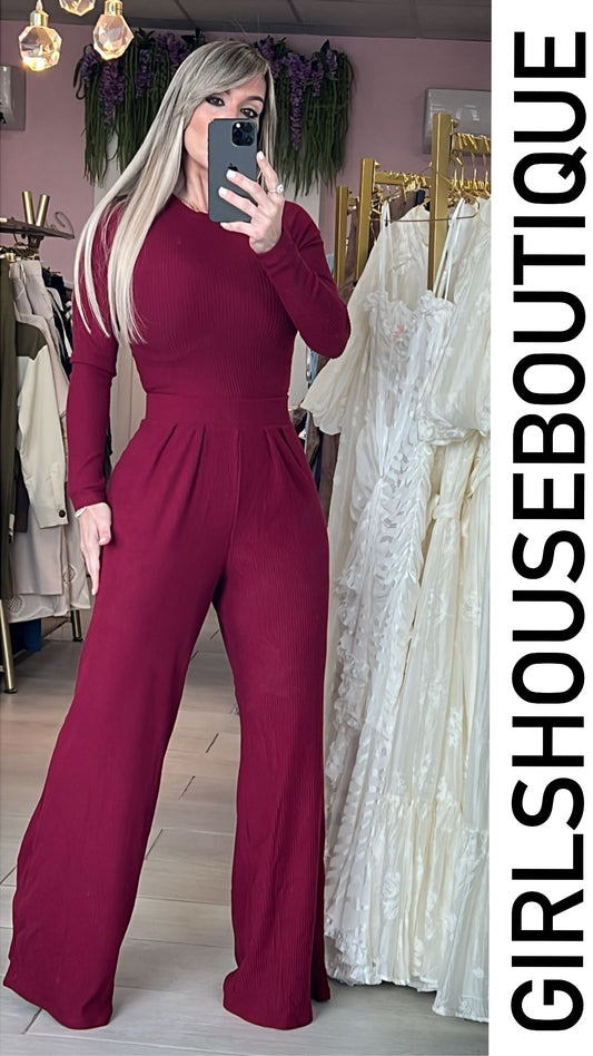 Merlot & Wine Long Sleeve Spandex Pant Set