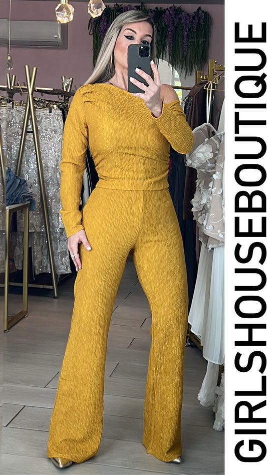 Mustard One Shoulder Top&Pant