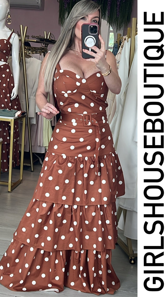 Camel Polka Dots Skirt Sets