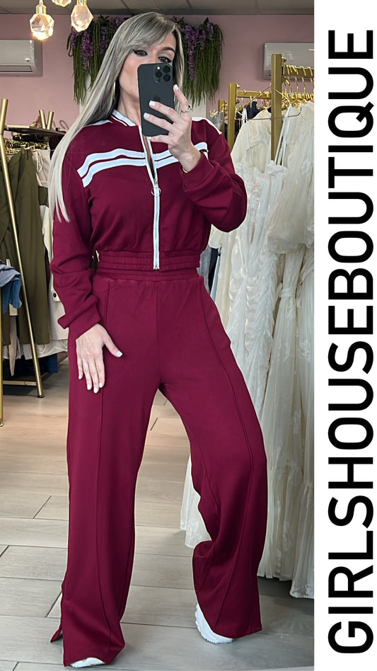 Merlot & White Stripe Travel Set
