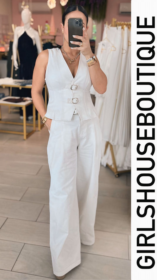 Blanc Luxe Vest & Pant Set