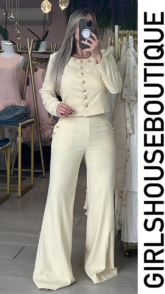 Butter Gold Button Elegance Blazer Set (OVI)