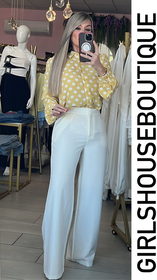 Light Yellow Polka/Dots Blouse