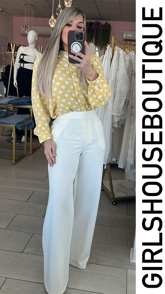 Light Yellow Polka/Dots Blouse