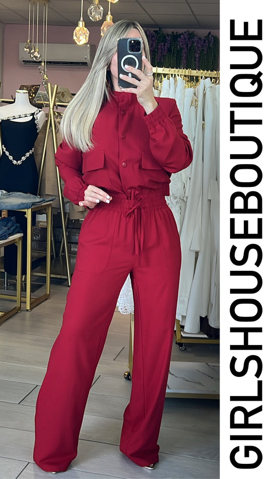 Red/Rust Europe Jacket Design & Pant Set (OVI COLLECTION)