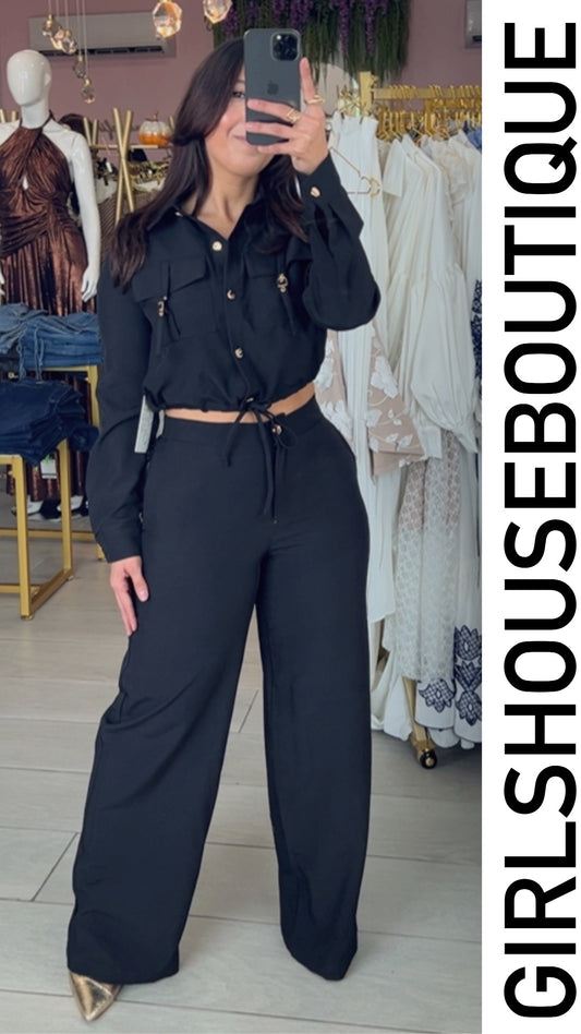 LaRossy Collection Black Top and Pant Set