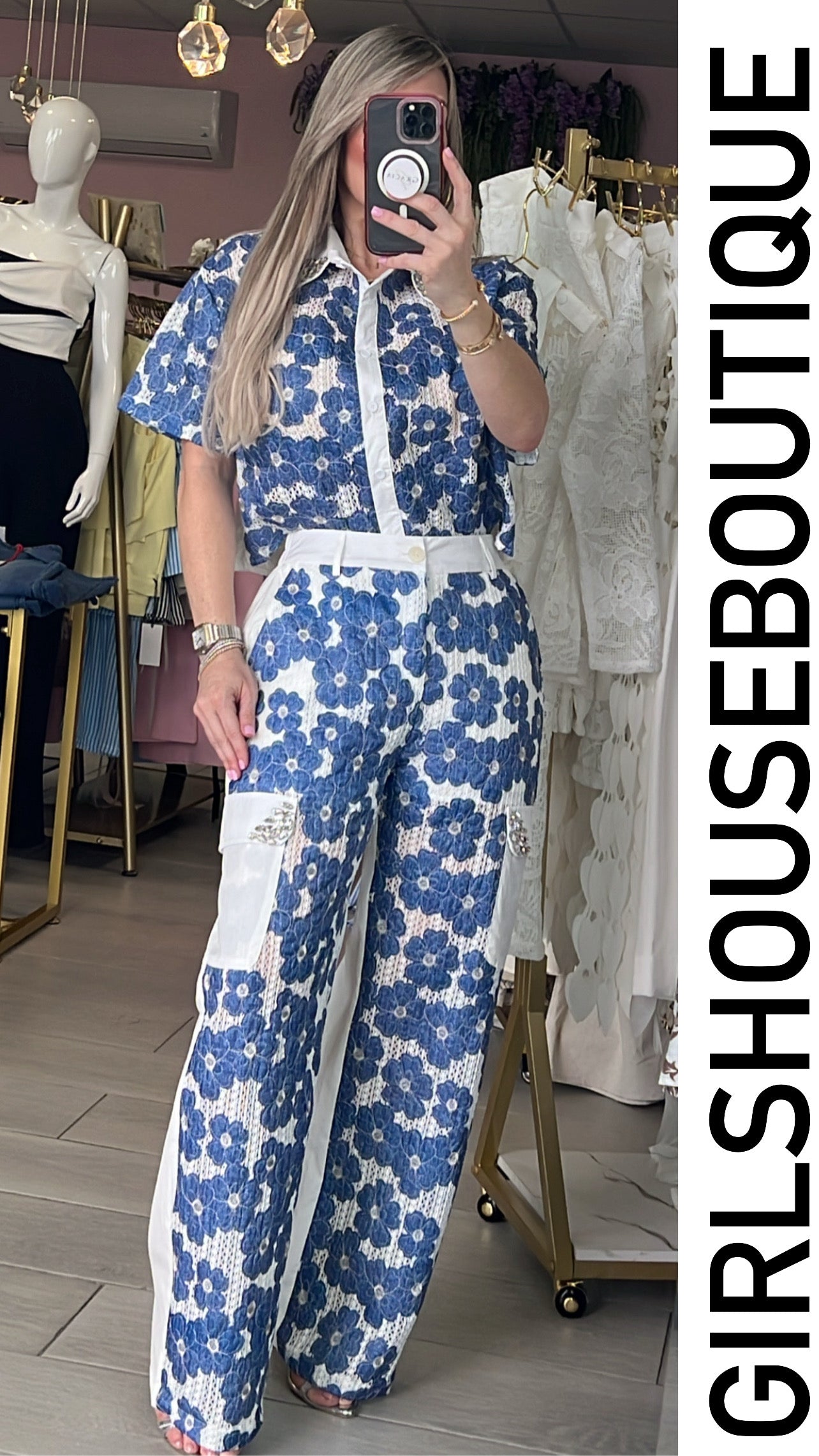 Daisy Croché & Denim Pant Set