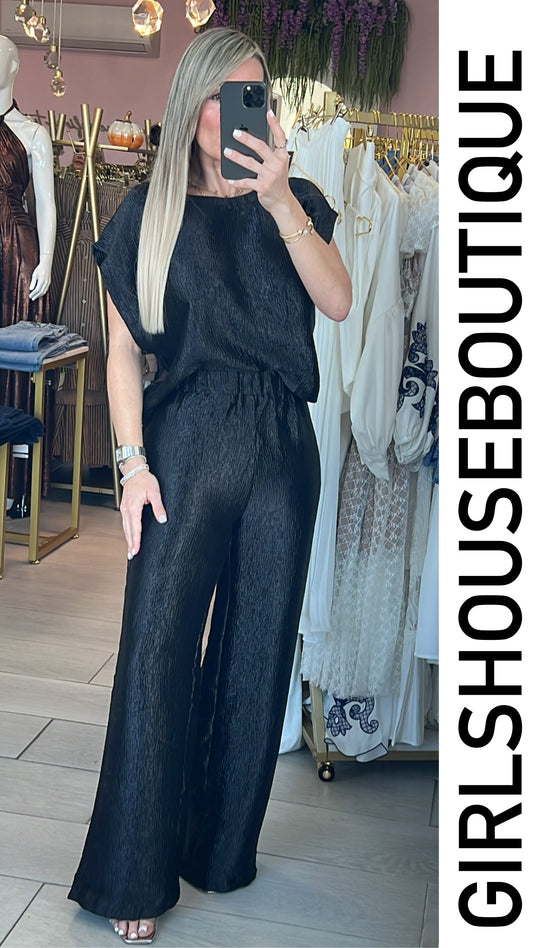 Metallic Black Top&Pant Set