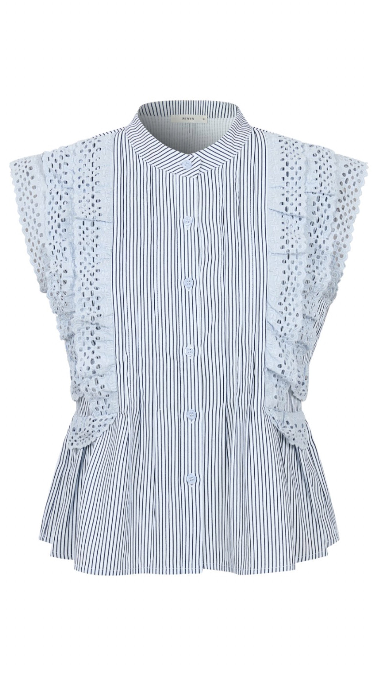 Ice Blue Peplum & Lace Sleeve Blouse