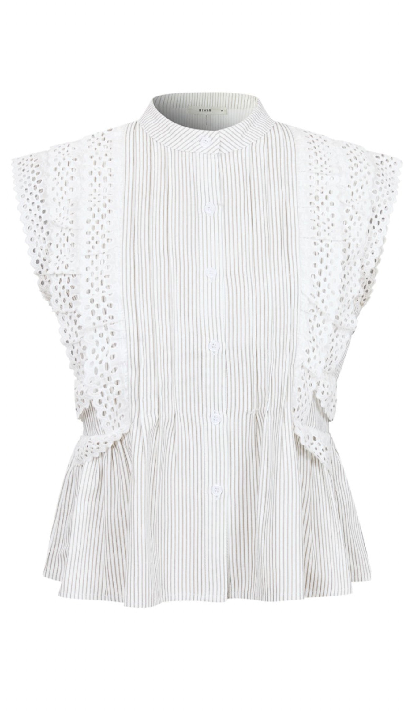 White Peplum & Lace Sleeve Blouse