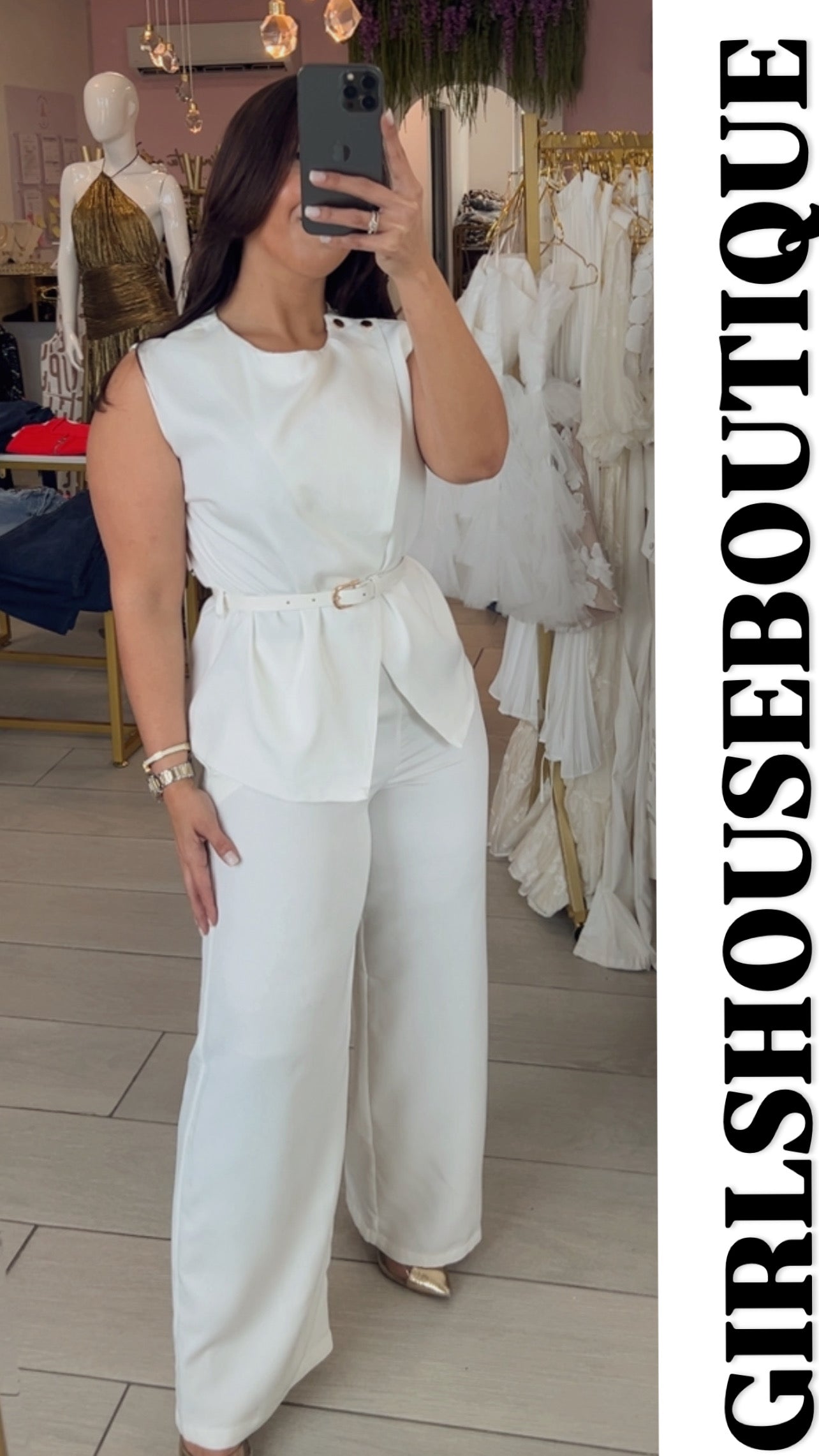 Lala’s White Top and Pant Set