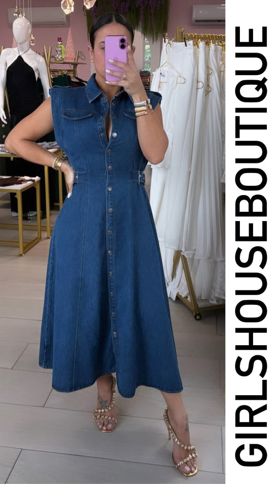 Midnight Denim Midi Dress