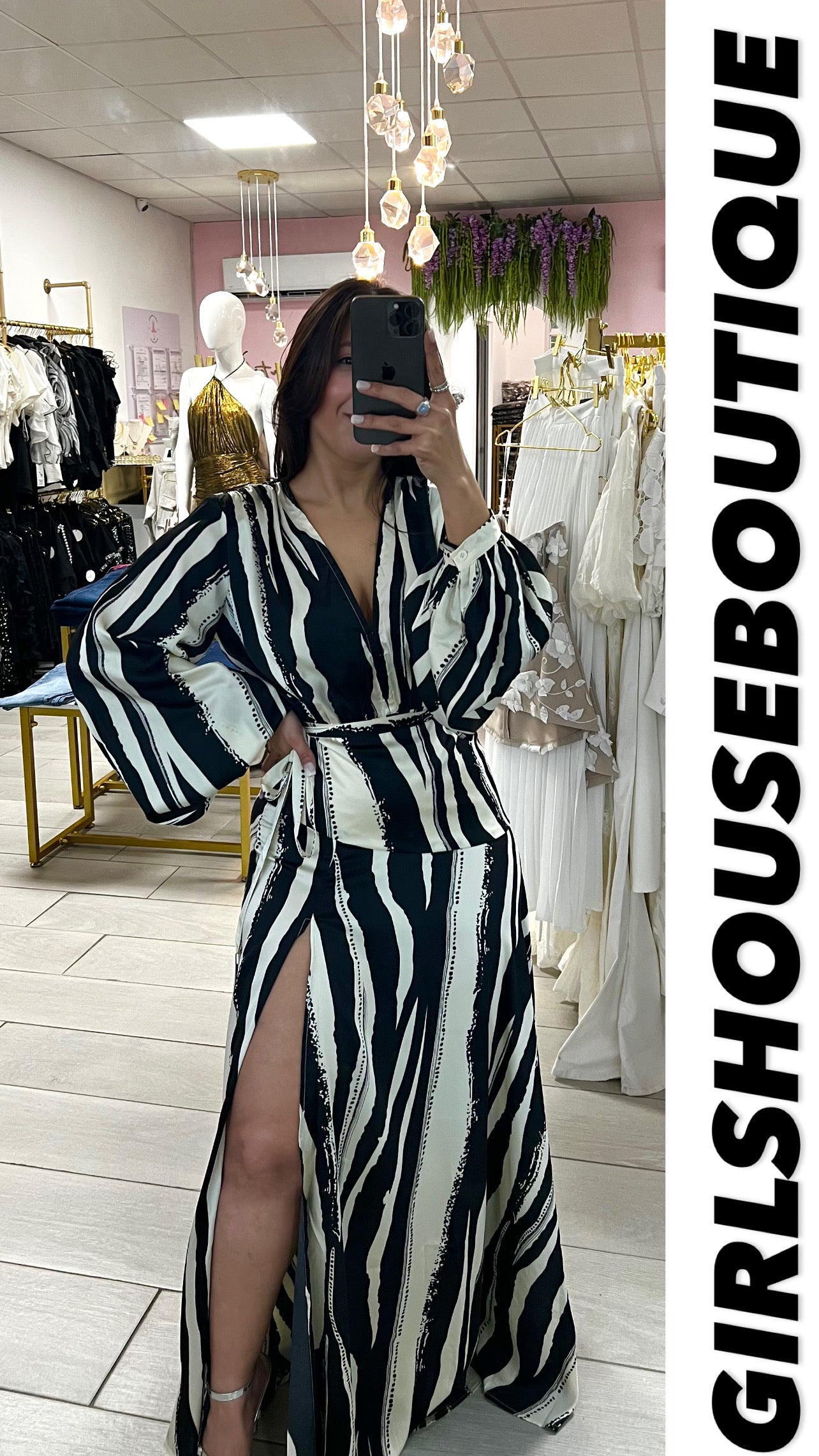 Black and White Stripes Maxi Dress