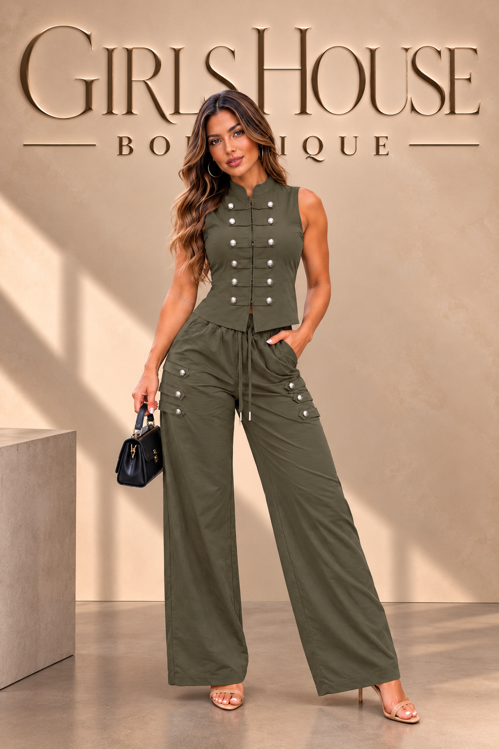 Olive Napoleón Vest & Pant Set
