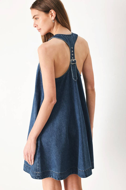 Denim Mini Dress / Back Belt Design