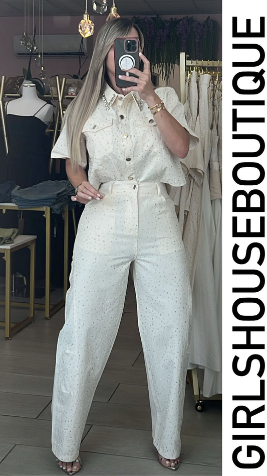 Vainilla Silver Bright Top & Barrel Pant