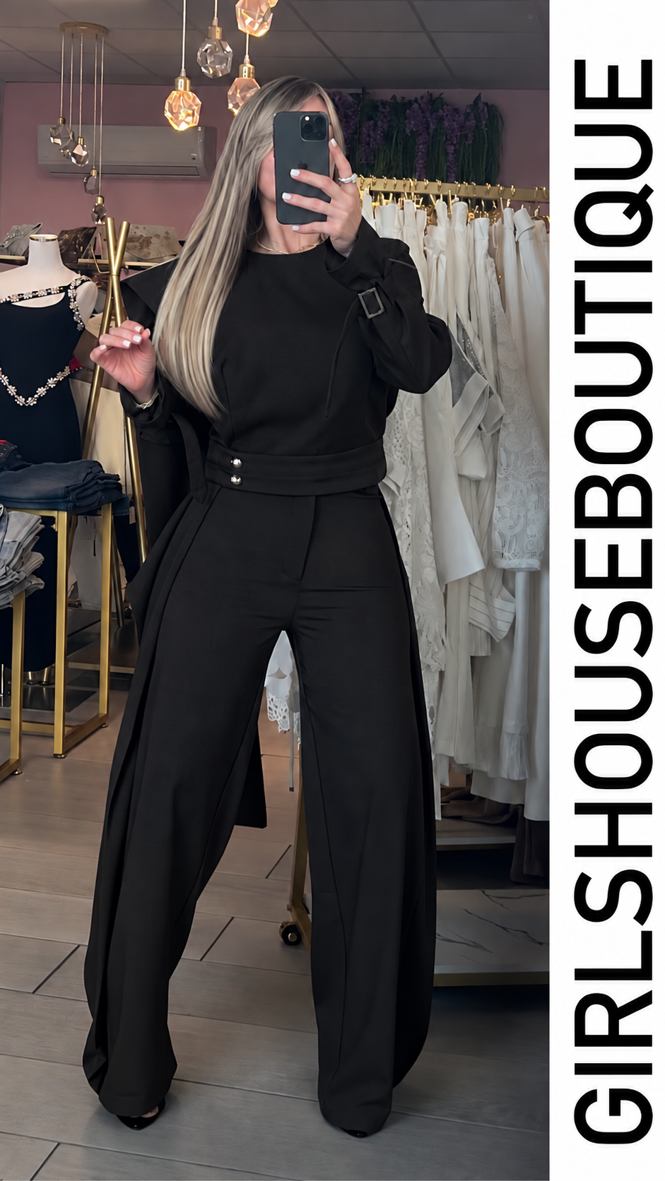Frívola Black Elegance Top & Highwaisted Pant Set
