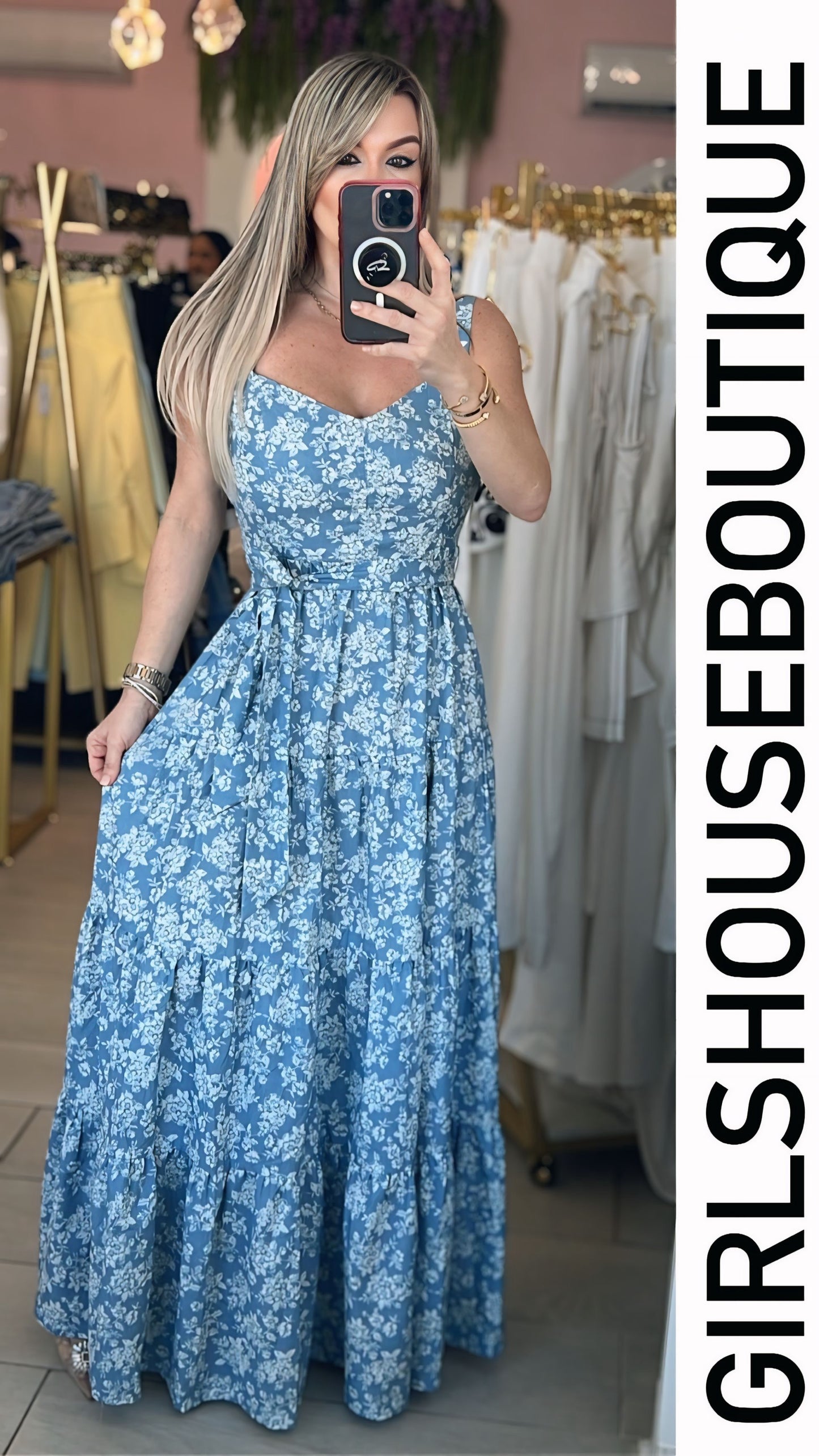 Gardenia Light Denim Maxi Dress