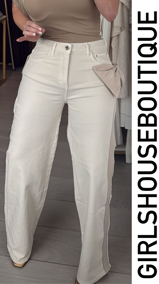 Ivory Bow Strech High Rise Jeans