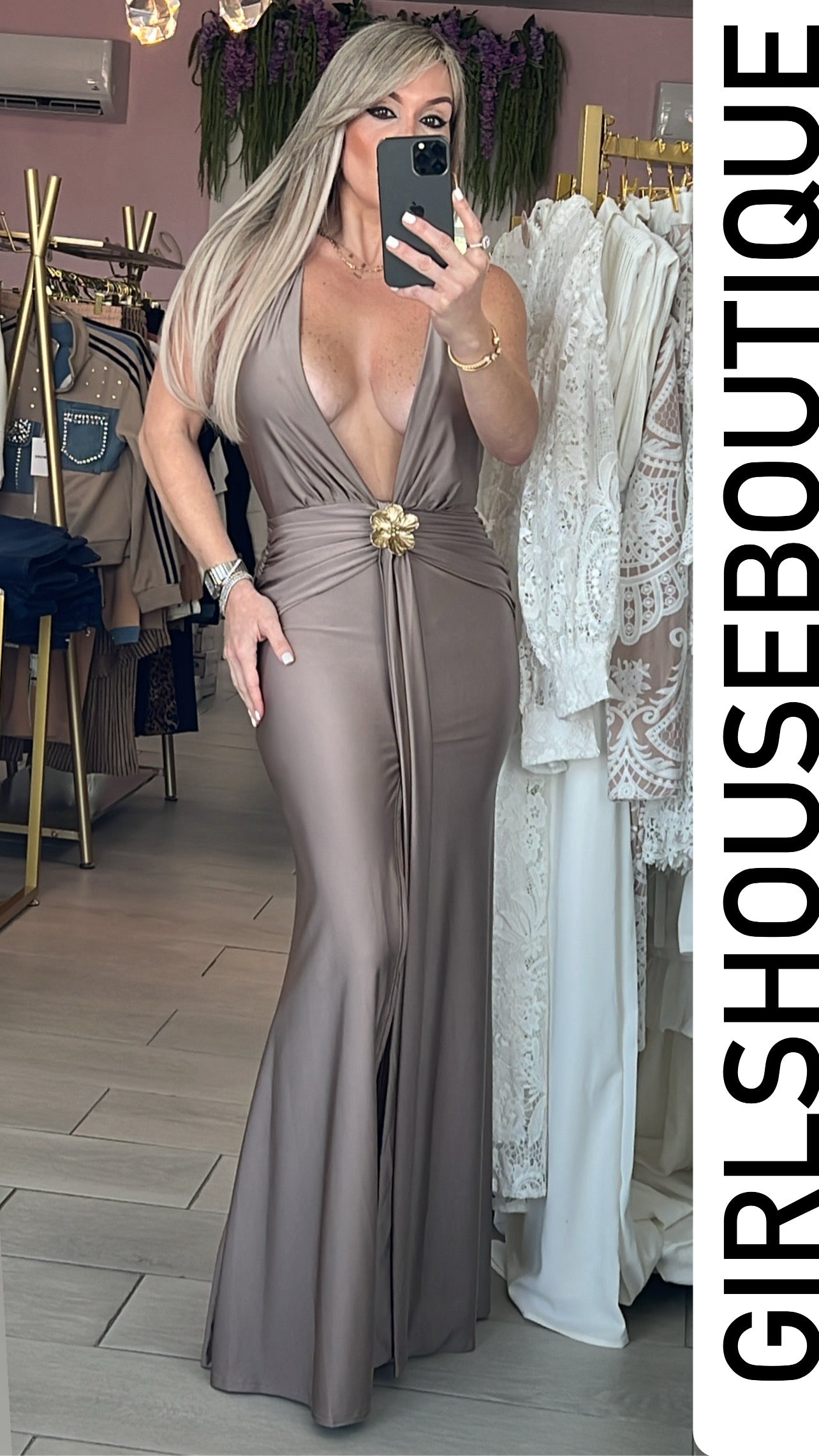 Champagne Jolly Halter Dress