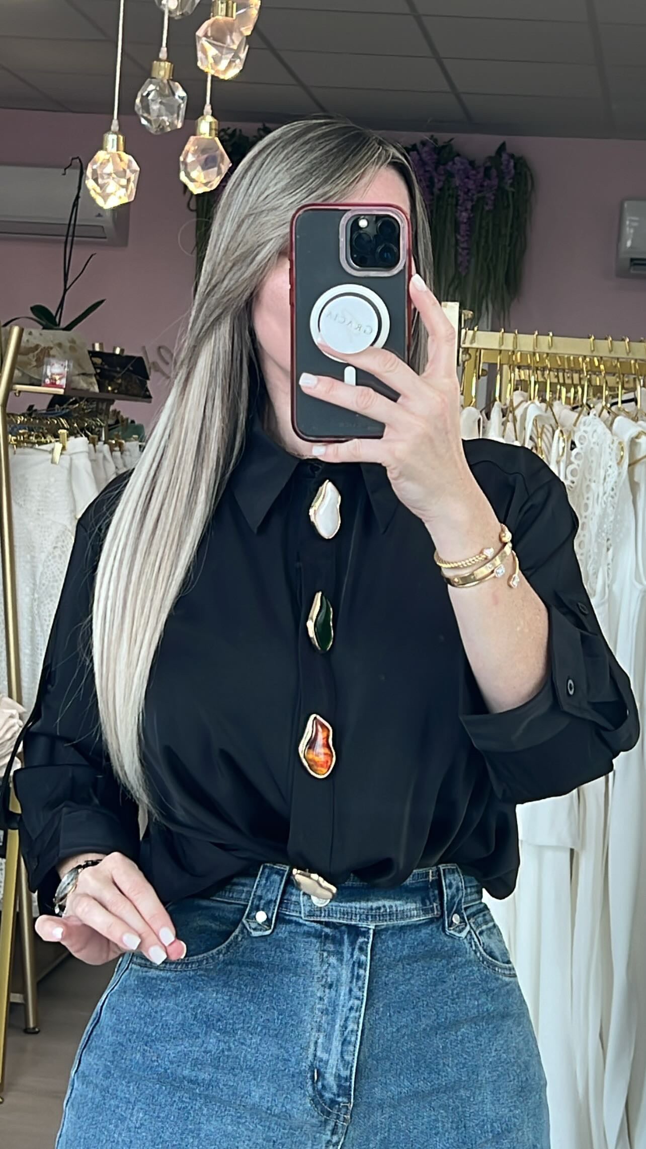 Black & Colors Pendant Elegance Blouse
